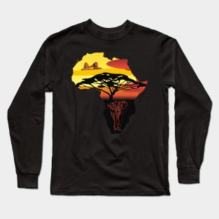 africa, elephant, lion Long Sleeve T-Shirt